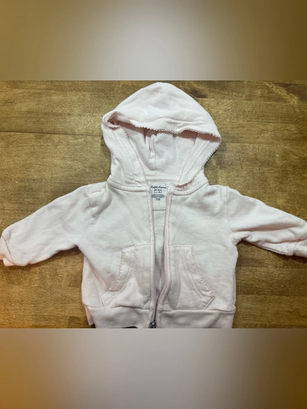 Ralph Lauren Light Pink Hooded Zip-Up Sweatshirt for Kids